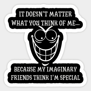 My Imaginary Friends Think I'm Special, Fun "I'm Special" Quote Top, Ideal Just Because Gift for Quirky, Rabid Friends Sticker